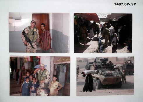 Photographs of Australian soldiers in desert camouflage in Iraq.