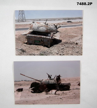 Coloured photos of parts of army tanks.
