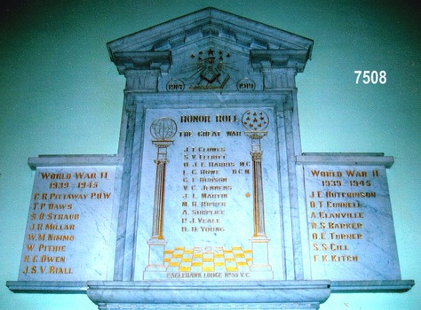 Marble honour board of Eaglehawk lodge.
