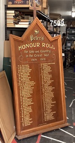 Timber St Peters Church Honour Board.