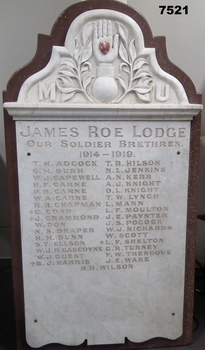 Honour Board - James Roe Lodge - Our Soldier Brethren 1914-1919.