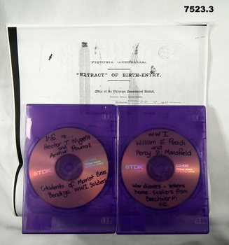 Two CD's and research facsimile paperwork.