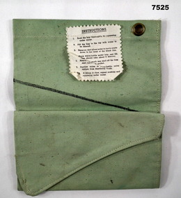 Light green canvas bag for filtering water.