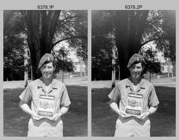 Army Survey Regiment personnel with Subject 1 Corporal course Awards, Fortuna Villa Bendigo. 1987.
