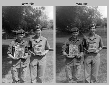 Army Survey Regiment personnel with Subject 1 Corporal course Awards, Fortuna Villa Bendigo. 1987.