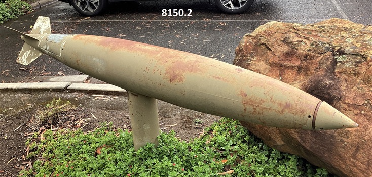 Photograph of a 500lb aerial bomb