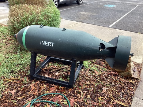 A view towards the nose cone off the bomb.