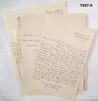 Letters of Sympathy for M C Townsend from Bairnsdale,