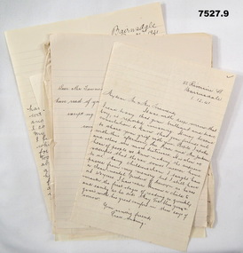 Letters of Sympathy for M C Townsend from Bairnsdale,