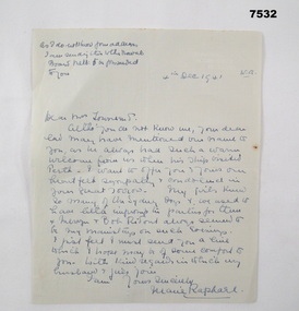 Letter of Sympathy for Mervyn Townsend.