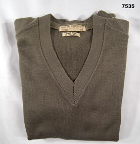 Khaki coloured army issue poly cotton knitted jumper.