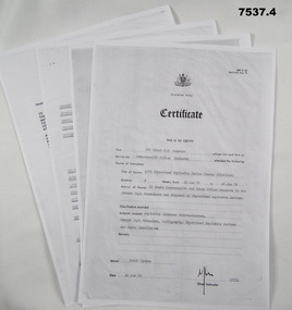 Photocopies of two certificates, one report and one letter.