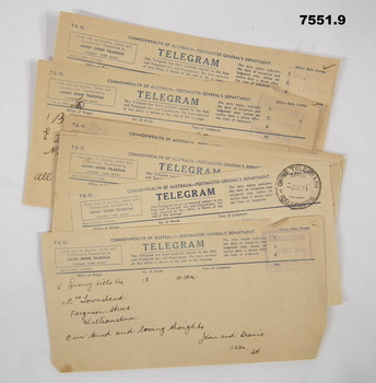 Sympathy telegrams for Mervyn Clive Townsend.
