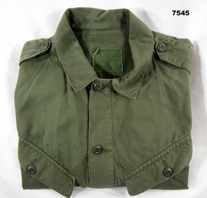 Army work shirt with long sleeves.