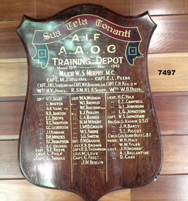 A.I.F. A.A.O.C. TRAINING DEPOT HONOUR BOARD MARCH 1941- MAY 1943