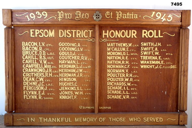 Epsom District Honor Roll 1939-1945.