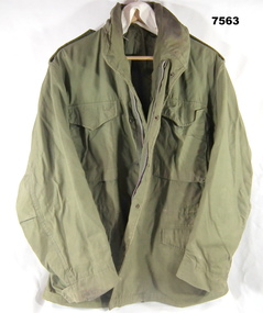 Green cold weather field coat.