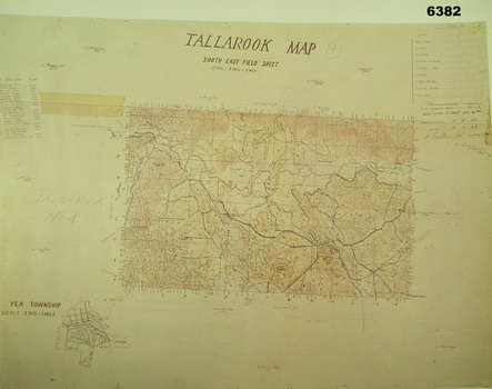 Repinted copy of an original plane table field sheet of Tallarook 1923
