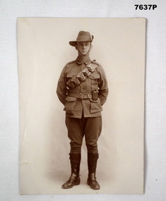 Sepia full length photo of Australian Soldier.