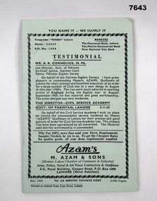 Advertising catalogue for various items of militaria.