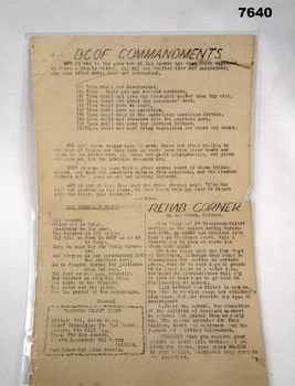 Humorous list of Commandments for BCOF men.