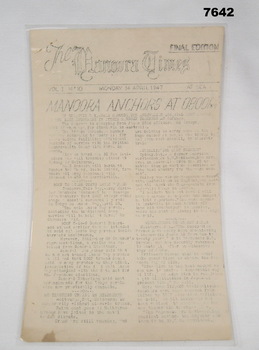Ships Newsletter for HMAS Manoora.