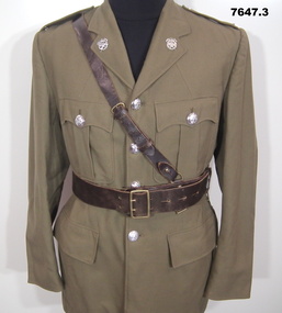 Army Service dress, jacket, belt and Sam Browne belt.