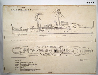 Design drawings of two Naval ships.