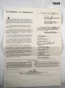 Copy of Japanese Instrument of Surrender.