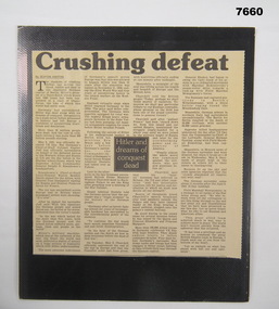News report of Defeat of Germany.