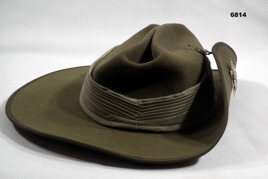 Khaki fur felt slouch hat.