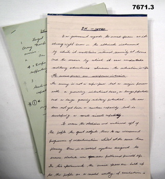 Three handwritten sets of lecture notes related to Enemy Forces.