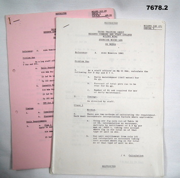 Multipage document containing training notes for Army Reserve.