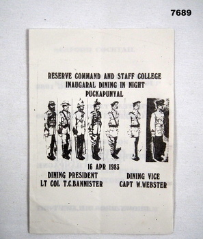 Folded A4 page with title on front and dining menu inside.