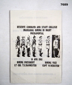 Folded A4 page with title on front and dining menu inside.