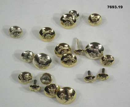 RAAF Uniform buttons of various sizes.