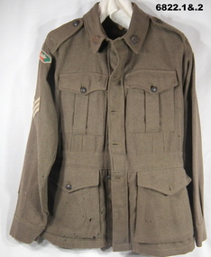 Uniform, Ellinson Pty Ltd, ARMY JACKET - KHAKI - WOOLLEN, 1. 1941. 2. 1981. 3. 1939-45