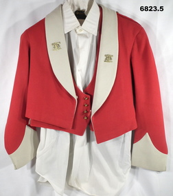 Red, Officers Mess Dress jacket, vest and shirt.