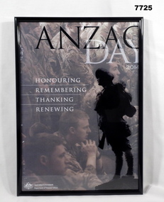 Framed poster commemorating ANZAC Day 2014.
