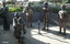 Six metal sculptures representing War & Peace.