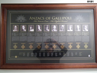 Framed photographs of 10 VC winners at Gallipoli.