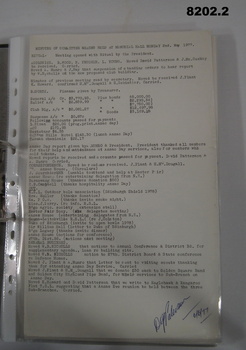 Page from BRSL commmittee minutes