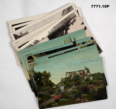 Eighteen coloured and black and white postcards from the town of Farnham UK.