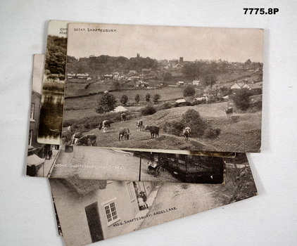 Collection of eight postcards with views of Shaftesbury.
