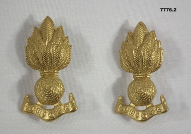 Two Brass Engineer Collar Badges.