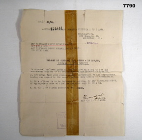 Letter - SERVICE DISCHARGE LETTER, Australian Army, Sept 1945