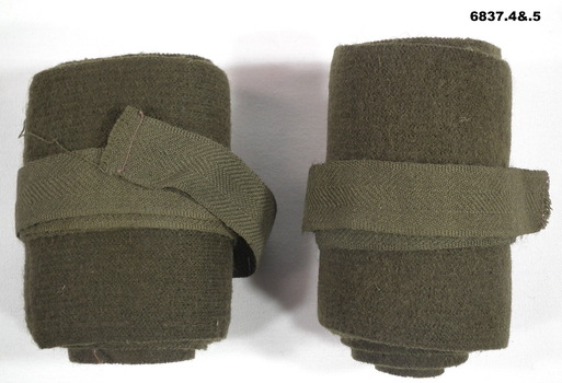 WW2 era - khaki Woollen Service Dress. - pair puttees.