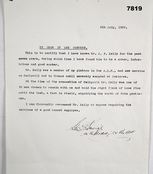 Letter of recommendation for John Patrick Kelly.