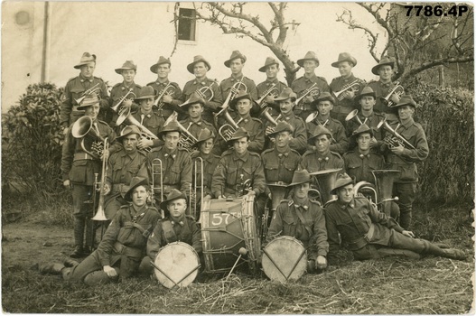 57th Btn band. Members of a battalion band would often double as stretcher bearers