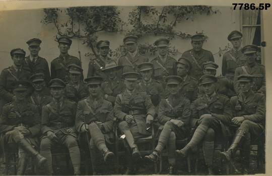 Group photo of some officers of the 57th Btn.  A similar photograph is on the AWM site